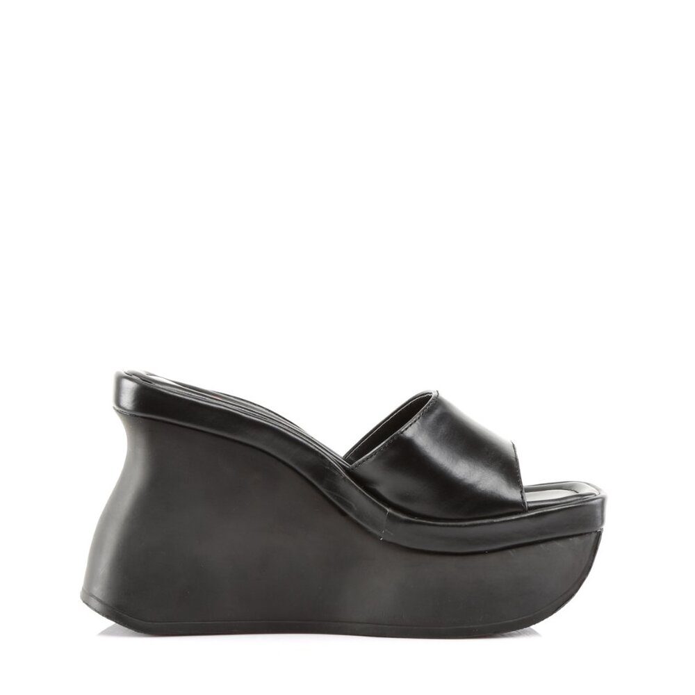 Demonia Pace-01 Black Wedge Platform Sandals - Picture 2 of 5